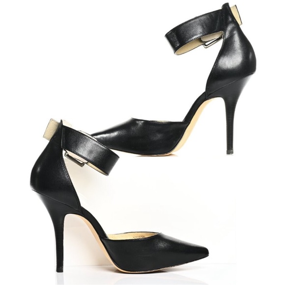 Michael Kors Womens Adelaide Black Leather Ankle Strap Heels Size 8 38.5 - Picture 1 of 12